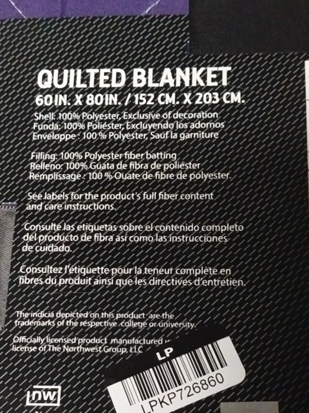 Minnesota State Mankato Quilted Blanket - Purple / Cream 60 X 80